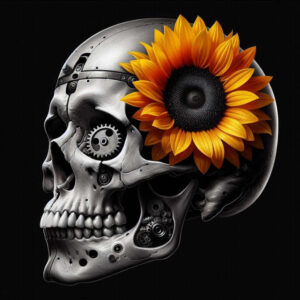 geometric-skull-tattoo – tattoo design ideas free ai generated – shadow – for-shin – Gallery: skulls-inkby-ai