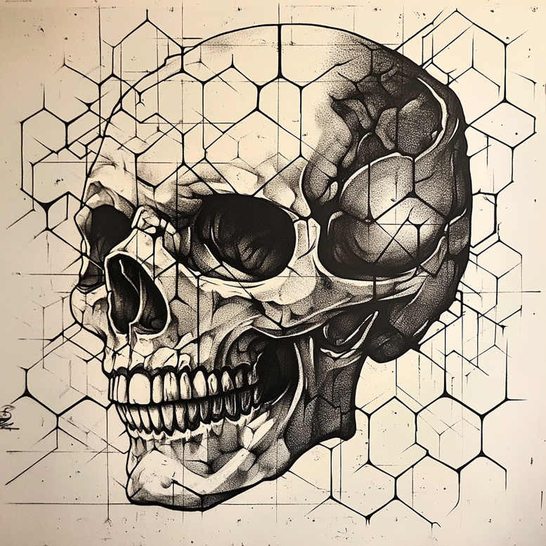 motif-skull-tattoo – tattoo design ideas free ai generated – disturbing – for-upper-back – Gallery: skulls-inkby-ai