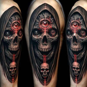 motif-skull-tattoo – tattoo design ideas free ai generated – grotesque – for-back-shoulder – Gallery: skulls-inkby-ai