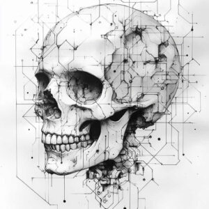 mystery-motif-skull-tattoo – tattoo design ideas free ai generated – distorted – for-nape – Gallery: skulls-inkby-ai