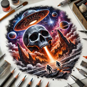 mystery-motif-skull-tattoo – tattoo design ideas free ai generated – sinister – for-neck – Gallery: skulls-inkby-ai