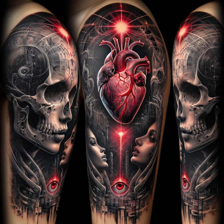 nature-motif-skull-tattoo – tattoo design ideas free ai generated – midnight – for-arm – Gallery: skulls-inkby-ai