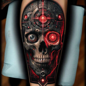organic-line-skull-tattoo – tattoo design ideas free ai generated – tattered-clothing – for-upper-shoulder – Gallery: skulls-inkby-ai