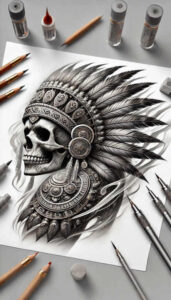 organic-line-skull-tattoo – tattoo design ideas free ai generated – void – for-spine – Gallery: skulls-inkby-ai