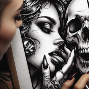 ornament-skull-tattoo – tattoo design ideas free ai generated – horror – for-nape – Gallery: skulls-inkby-ai