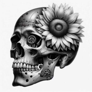ornamental-detail-skull-tattoo – tattoo design ideas free ai generated – twisted – for-inner-arm – Gallery: skulls-inkby-ai
