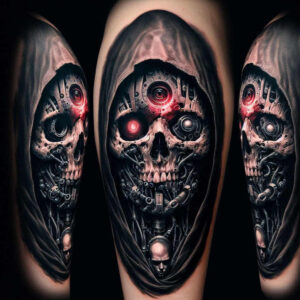 protection-symbol-skull-tattoo – tattoo design ideas free ai generated – macabre – for-lower-back – Gallery: skulls-inkby-ai
