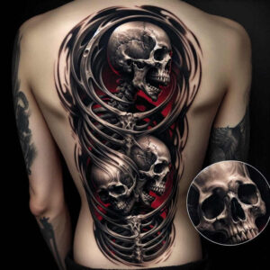 protection-symbol-skull-tattoo – tattoo design ideas free ai generated – shadowy – for-outer-arm – Gallery: skulls-inkby-ai