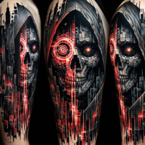 realistic-skull-tattoo – tattoo design ideas free ai generated – unnatural – for-thigh – Gallery: skulls-inkby-ai
