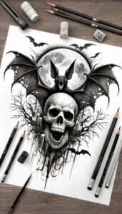 realistic-skull-tattoo – tattoo design ideas free ai generated – whispering – for-fingers – Gallery: skulls-inkby-ai