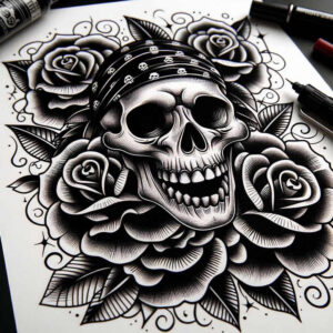 skull-tattoo – tattoo design ideas free ai generated – blackwork – for-wrist – Gallery: skulls-inkby-ai