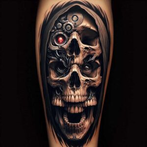 strength-motif-skull-tattoo – tattoo design ideas free ai generated – empty – for-upper-chest – Gallery: skulls-inkby-ai