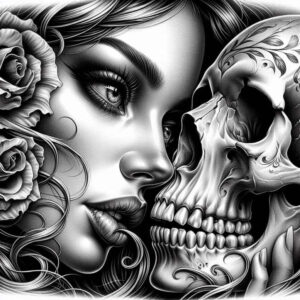 symbolic-meaning-skull-tattoo – tattoo design ideas free ai generated – creepy – for-abdomen – Gallery: skulls-inkby-ai