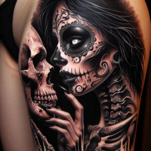 symbolic-skull-tattoo – tattoo design ideas free ai generated – sombre – for-lower-chest – Gallery: skulls-inkby-ai