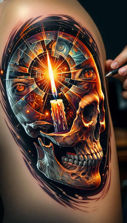 skulls tattoo design ideas Neotraditional vivid color bone for back of neck
