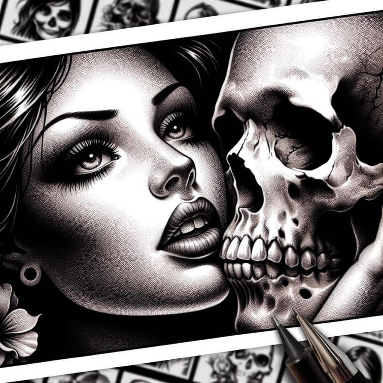 skulls tattoo design ideas Surrealism timeless death for back of neck