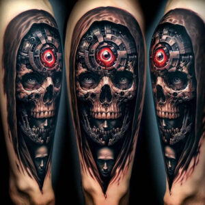 skulls tattoo design ideas Surrealism metaphysical death for nape