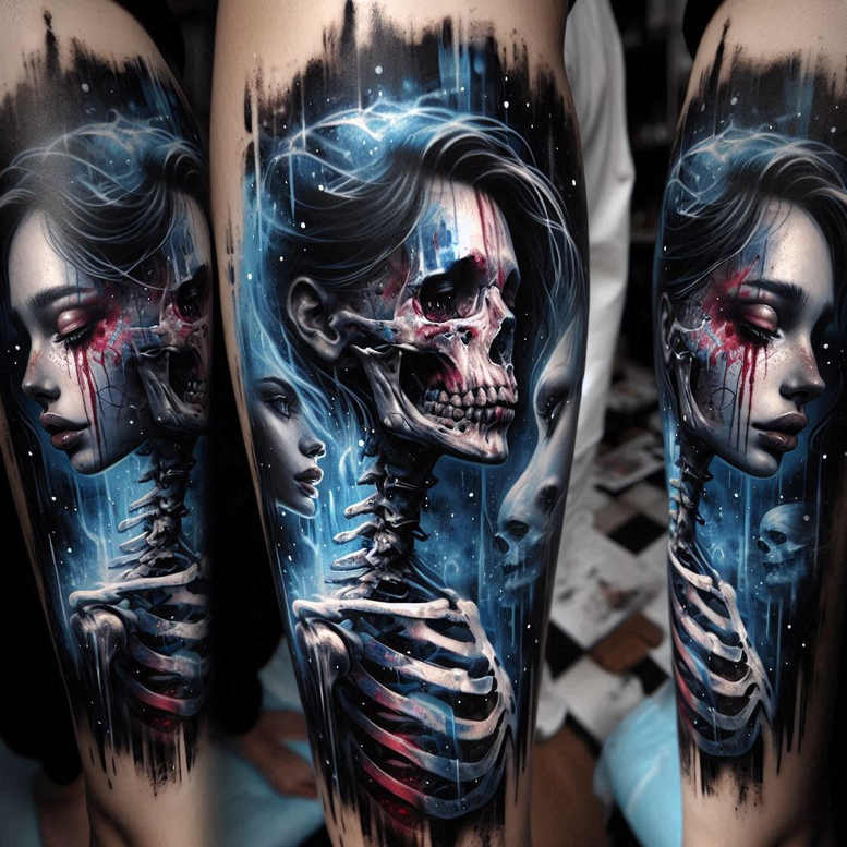 skulls tattoo design ideas bright color grim tone symbolising perseverance