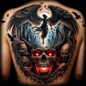 skulls tattoo design ideas Surrealism floating elements hollow stare for side