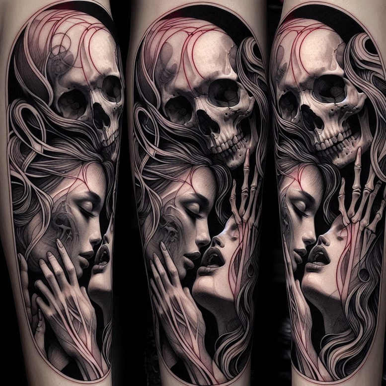 transformation-motif-skull-tattoo – tattoo design ideas free ai generated – grotesque – for-wrist-side – Gallery: skulls-inkby-ai