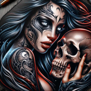 tribal-skull-tattoo – tattoo design ideas free ai generated – haunted – for-ribs – Gallery: skulls-inkby-ai