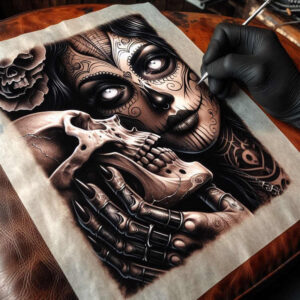 tribal-skull-tattoo – tattoo design ideas free ai generated – nightmarish – for-hip – Gallery: skulls-inkby-ai