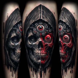 war-motif-skull-tattoo – tattoo design ideas free ai generated – gloomy – for-wrist-side – Gallery: skulls-inkby-ai