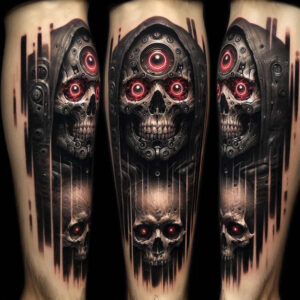 wave-skull-tattoo – tattoo design ideas free ai generated – bleeding – for-arm – Gallery: skulls-inkby-ai