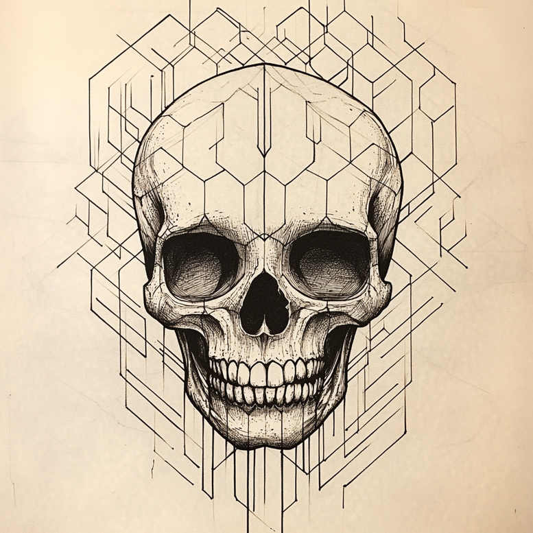 wave-skull-tattoo – tattoo design ideas free ai generated – blood-red – for-toe – Gallery: skulls-inkby-ai