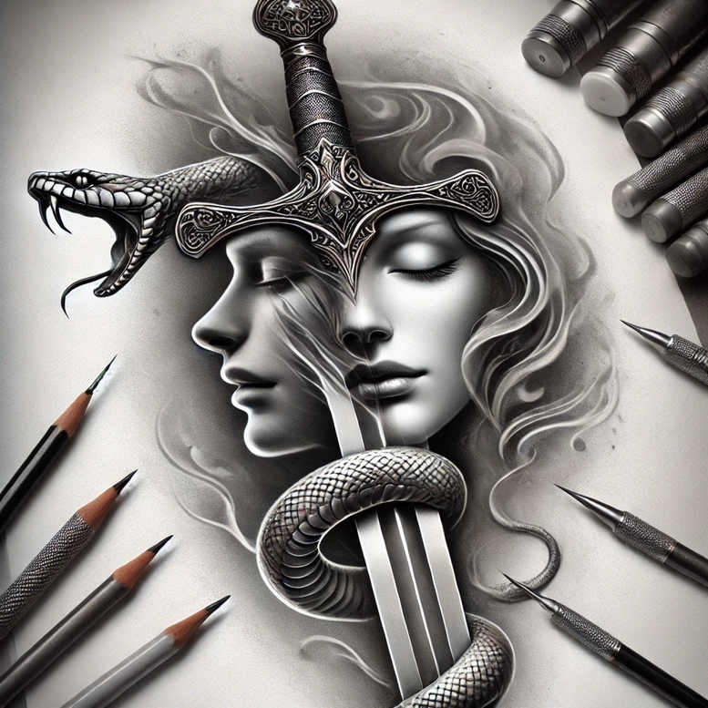 moving-snake-tattoo – tattoo design ideas free ai generated – diminutive – for-lower-thigh – Gallery: snakes-inkby-ai