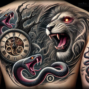 moving-snake-tattoo – tattoo design ideas free ai generated – thin-script – for-shin – Gallery: snakes-inkby-ai