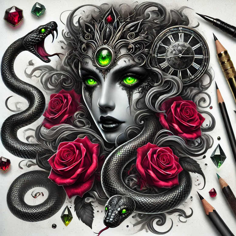 snakes tattoo design ideas Surrealism otherworldly clear edge for ankle