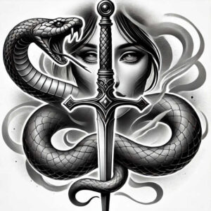 snakes tattoo design ideas Surrealism vibrant contrasts few strokes for side