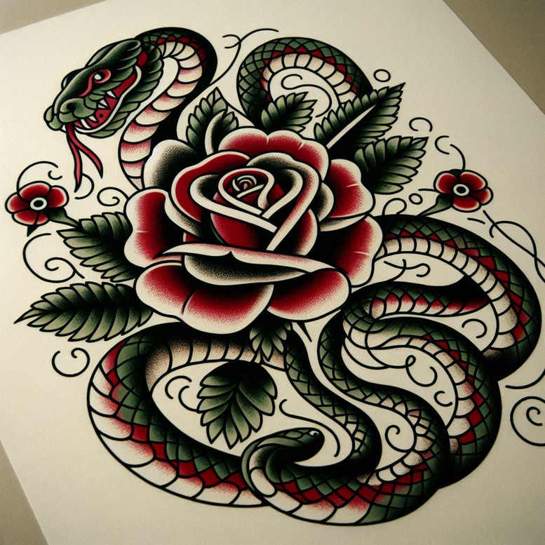 snakes tattoo design ideas ultra-detailed negative space for upper arm