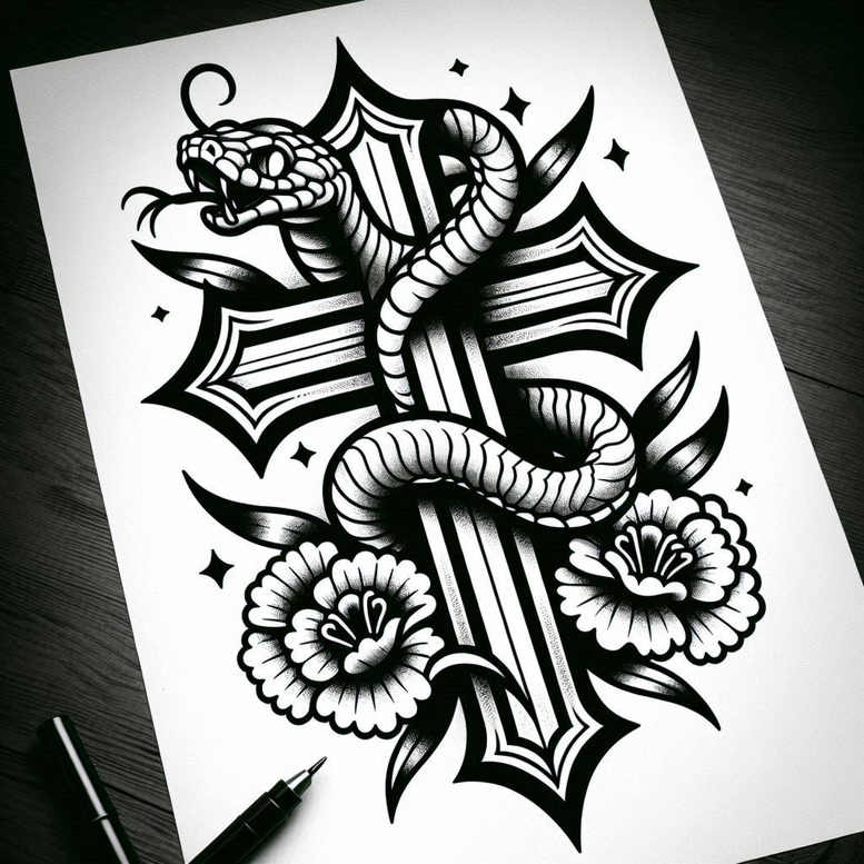 snakes tattoo design ideas high-contrast unembellished for sternum