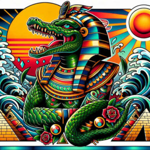 wave-sobek-tattoo-eerie-for-upper-back – tattoo design ideas free ai generated – Gallery: sobek-inkby-ai