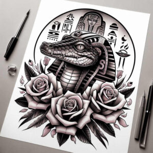 war-god-sobek-tattoo-spine-chilling-for-chest – tattoo design ideas free ai generated – Gallery: sobek-inkby-ai