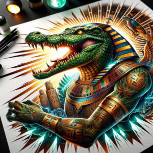 strength-and-energy-sobek-tattoo-rotting-for-back-of-neck – tattoo design ideas free ai generated – Gallery: sobek-inkby-ai