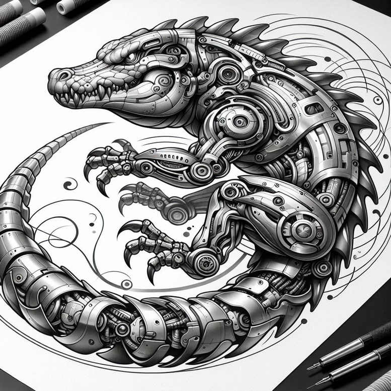organic-line-sobek-tattoo-blackwork-for-nape – tattoo design ideas free ai generated – Gallery: sobek-inkby-ai