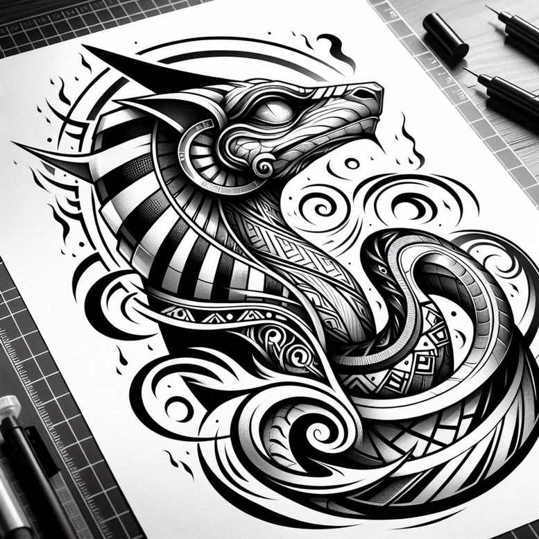 trident-sobek-tattoo-crawling-for-temple – tattoo design ideas free ai generated – Gallery: sobek-inkby-ai