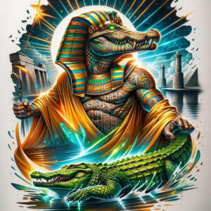 wavy-line-sobek-tattoo-empty-for-lower-leg – tattoo design ideas free ai generated – Gallery: sobek-inkby-ai