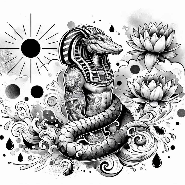 wave-sobek-tattoo-witchcraft-for-lower-arm – tattoo design ideas free ai generated – Gallery: sobek-inkby-ai