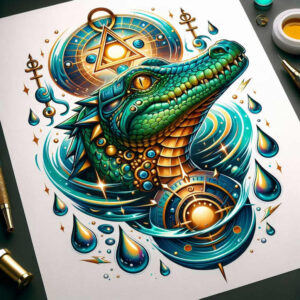 crocodile-head-sobek-tattoo-sombre-for-foot – tattoo design ideas free ai generated – Gallery: sobek-inkby-ai