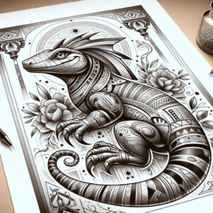 fertility-god-sobek-tattoo-screaming-for-shoulder – tattoo design ideas free ai generated – Gallery: sobek-inkby-ai
