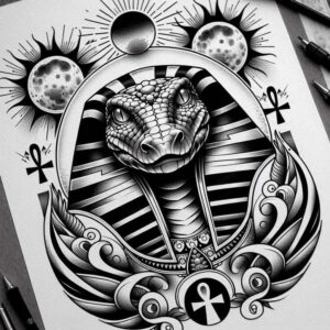 sobek tattoo design ideas Realism precise gradient ancient might embodying strength