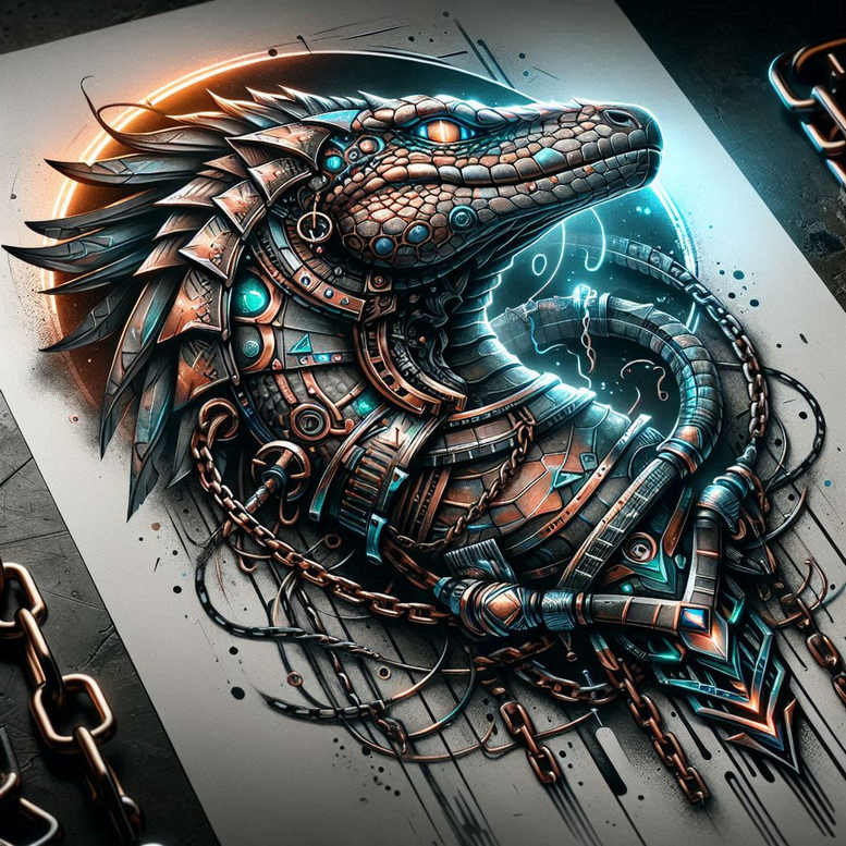 sobek tattoo design ideas Realism precise anatomy armored skin courage and power