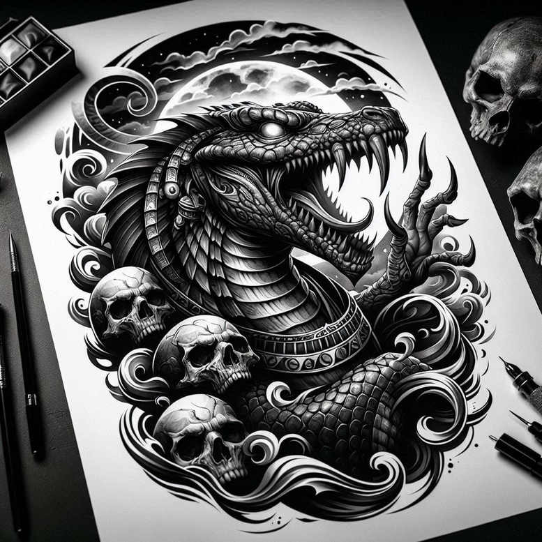 sobek tattoo design ideas color overlays crocodile god shows perseverance