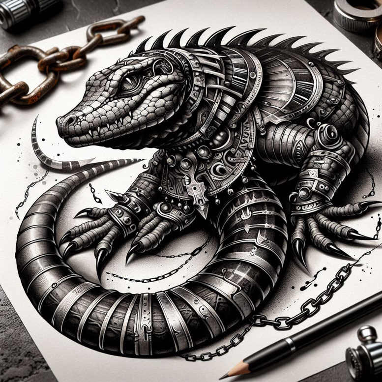 sobek tattoo design ideas Surrealism psychic energy mythic guardian for back