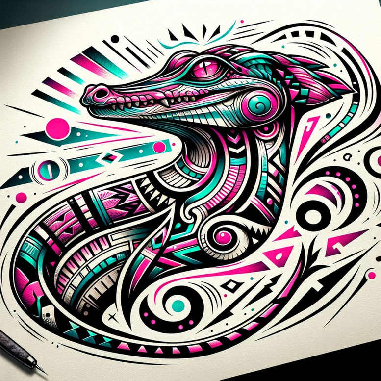 sobek tattoo design ideas Realism natural look reptilian strength symbolising resilience