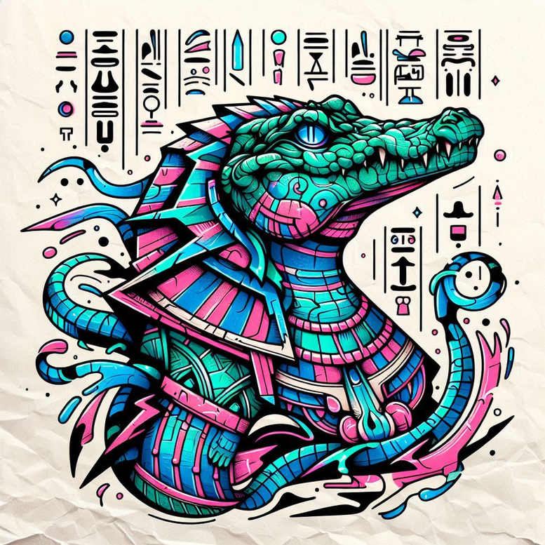 sobek tattoo design ideas Surrealism ghostly shapes reptilian strength symbolising resilience